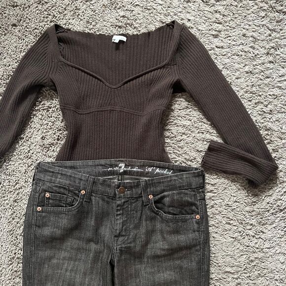 7 For All Mankind Denim - EUC 7-for-all-mankind Women's Brown and Grey Jeans